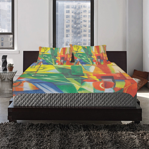 Landscape with dog, house and cow by Franz Marc 3-Piece Bedding Set