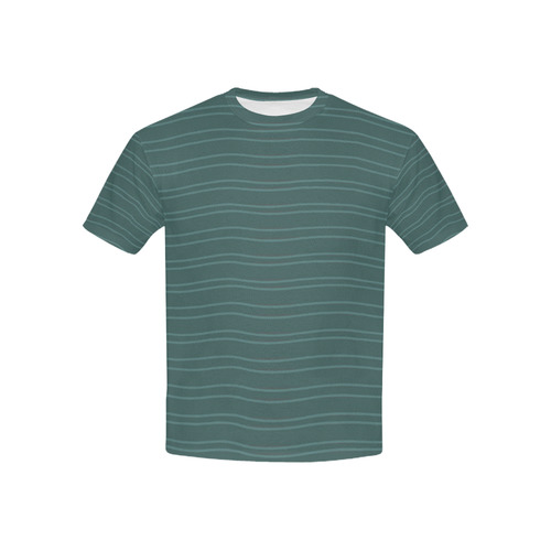 Dark Green Wavy Stripe Kids' All Over Print T-shirt (USA Size) (Model T40)