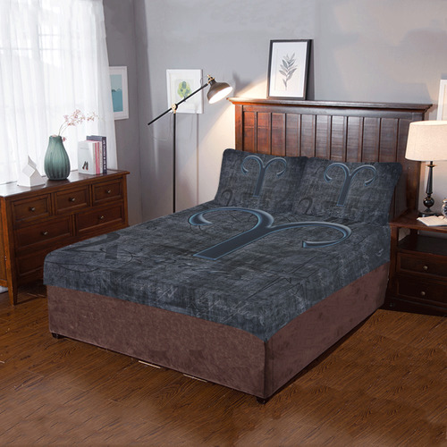 Astrology Zodiac Sign Aries in Grunge Style 3-Piece Bedding Set