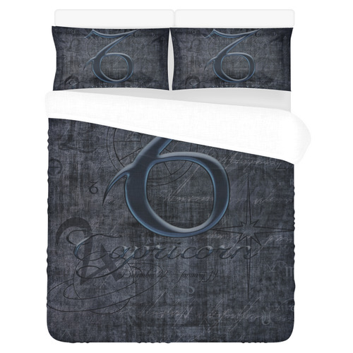 Astrology Zodiac Sign Capricorn in Grunge Style 3-Piece Bedding Set