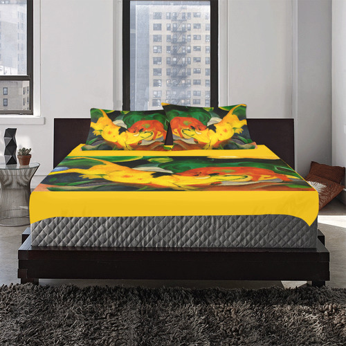 Red Yellow Green Cows by Franz Marc 3-Piece Bedding Set