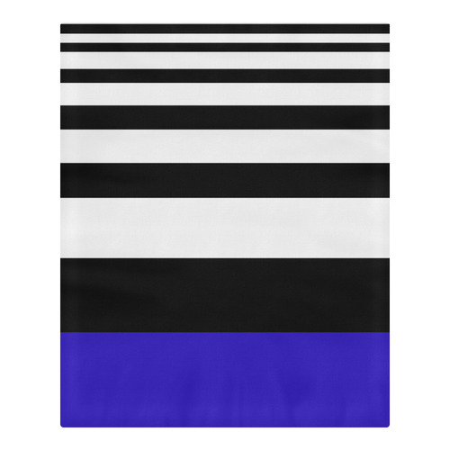 Black & White Bars With Blue 3-Piece Bedding Set
