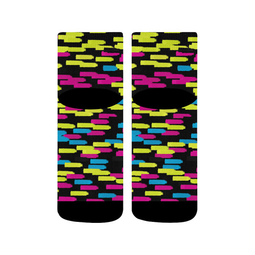 Colorful strokes on a black background Quarter Socks