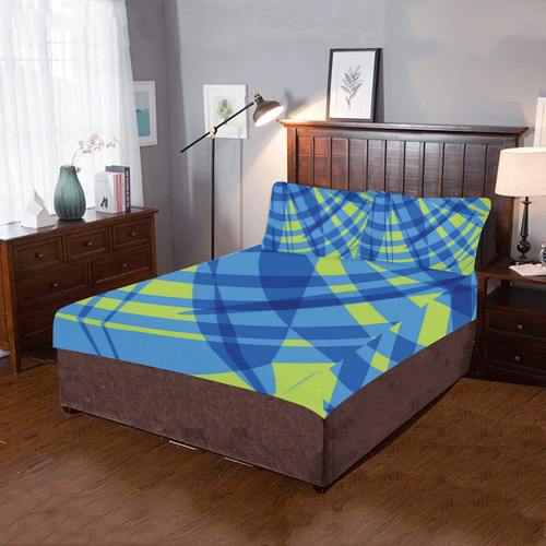 Blue & Green 3-Piece Bedding Set