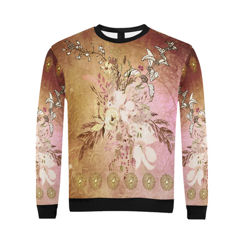 Wonderful floral design, vintage All Over Print Crewneck Sweatshirt for Men/Large (Model H18)