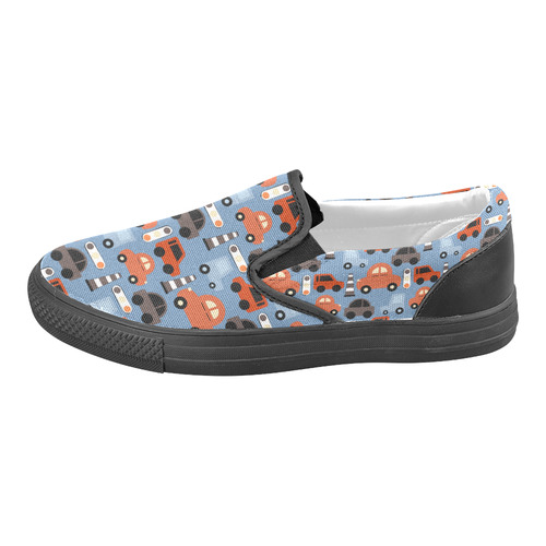 toy cars Women's Unusual Slip-on Canvas Shoes (Model 019)