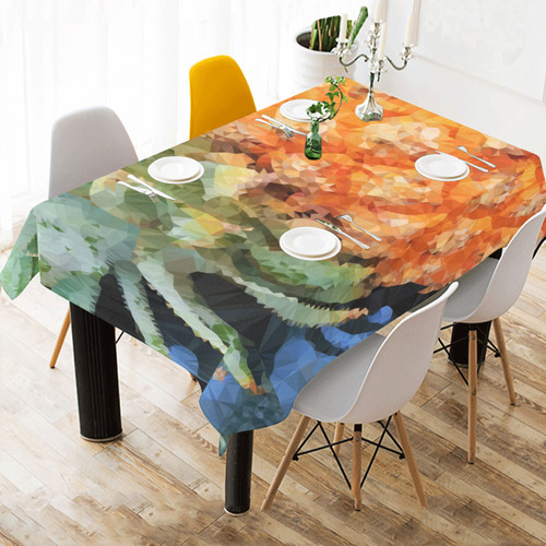 Pineapple Low Poly Tropical Triangles Cotton Linen Tablecloth 60"x 84"