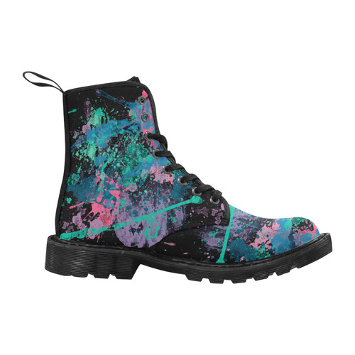 Graffiti II Splatter Collection Martin Boots for Women (Black) (Model 1203H)