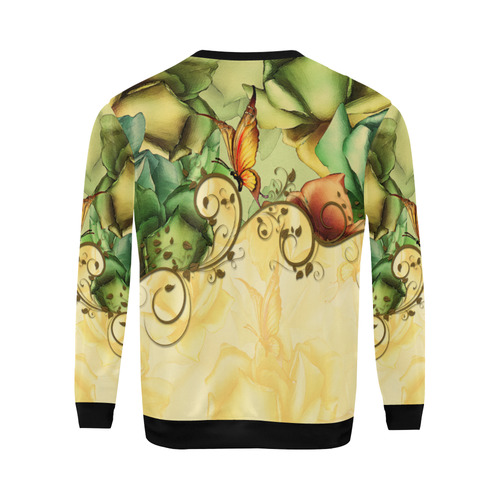 Colorful flowers with butterflies All Over Print Crewneck Sweatshirt for Men/Large (Model H18)