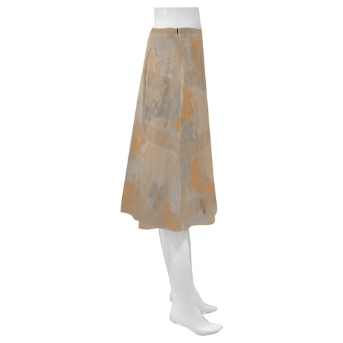 Orange Watercolor Mnemosyne Women's Crepe Skirt (Model D16)