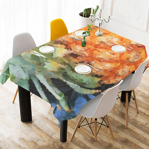 Pineapple Low Poly Tropical Triangles Cotton Linen Tablecloth 60" x 90"