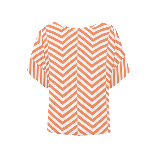 orange and white classic chevron pattern Women's Batwing-Sleeved Blouse T shirt (Model T44)