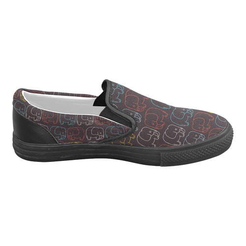 elephant pattern Men's Slip-on Canvas Shoes (Model 019)