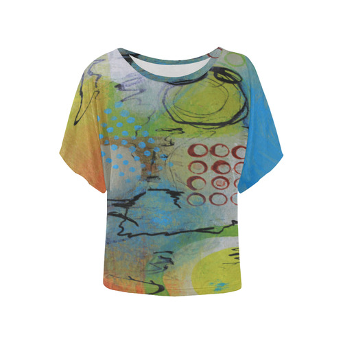 Flying in the Clouds Women's Batwing-Sleeved Blouse T shirt (Model T44)