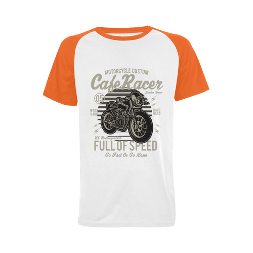 Cafe Racer Orange Men's Raglan T-shirt (USA Size) (Model T11)