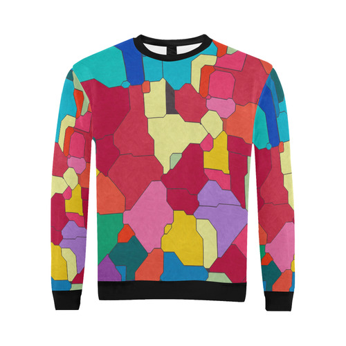 Colorful leather pieces All Over Print Crewneck Sweatshirt for Men (Model H18)