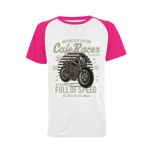 Cafe Racer Pink Men's Raglan T-shirt Big Size (USA Size) (Model T11)