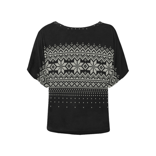 scandinavian christmas knit sweater pattern Women's Batwing-Sleeved Blouse T shirt (Model T44)