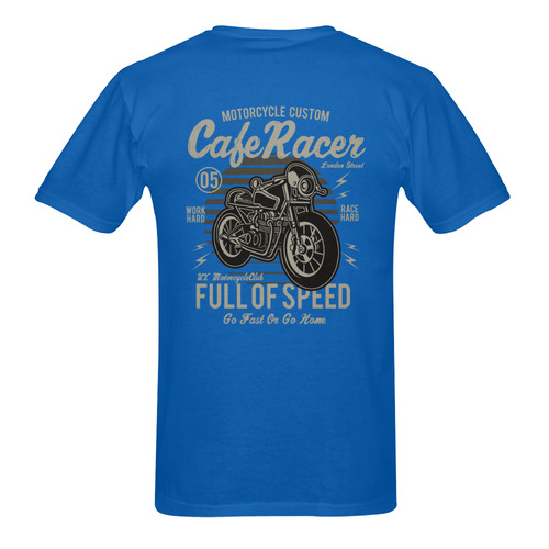 Cafe Racer Blue Men's T-Shirt in USA Size (Two Sides Printing)