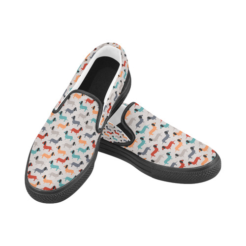 dog pattern Men's Unusual Slip-on Canvas Shoes (Model 019)