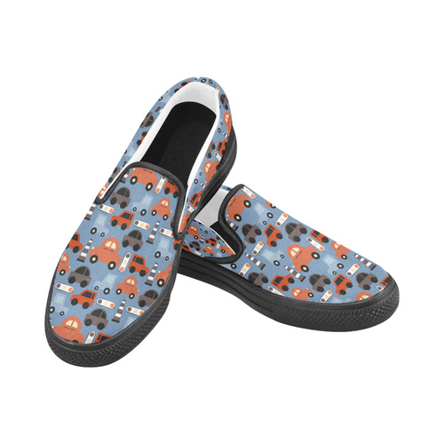toy cars Women's Unusual Slip-on Canvas Shoes (Model 019)