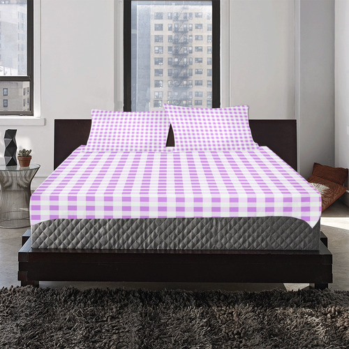 Lavender Gingham 3-Piece Bedding Set