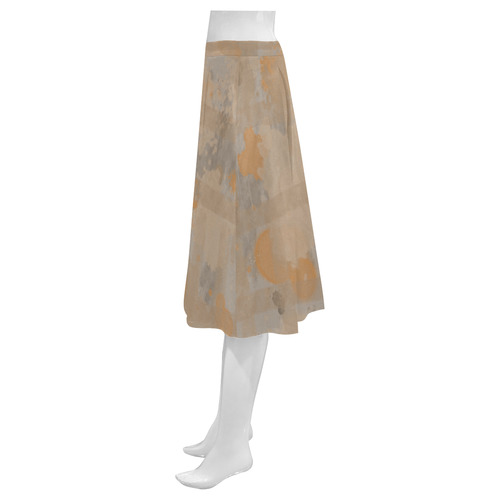 Orange Watercolor Mnemosyne Women's Crepe Skirt (Model D16)