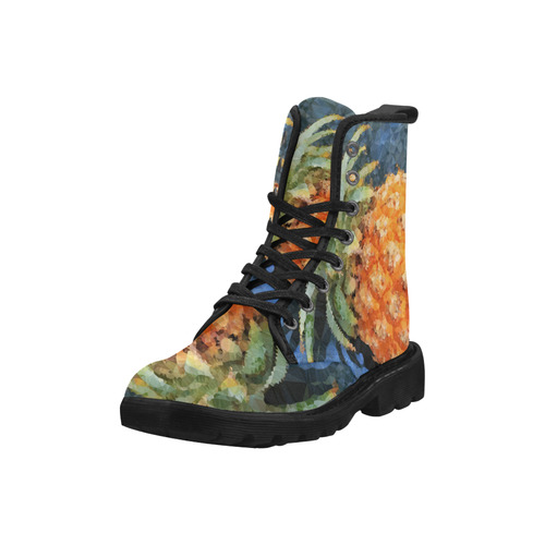 Pineapple Low Poly Tropical Triangles Martin Boots for Women (Black) (Model 1203H)