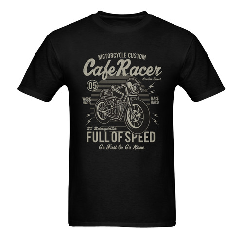 Cafe Racer Black Men's T-Shirt in USA Size (Two Sides Printing)