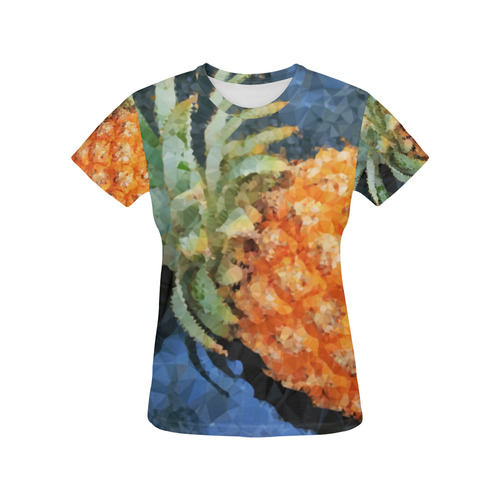 Pineapple Low Poly Tropical Triangles All Over Print T-Shirt for Women (USA Size) (Model T40)