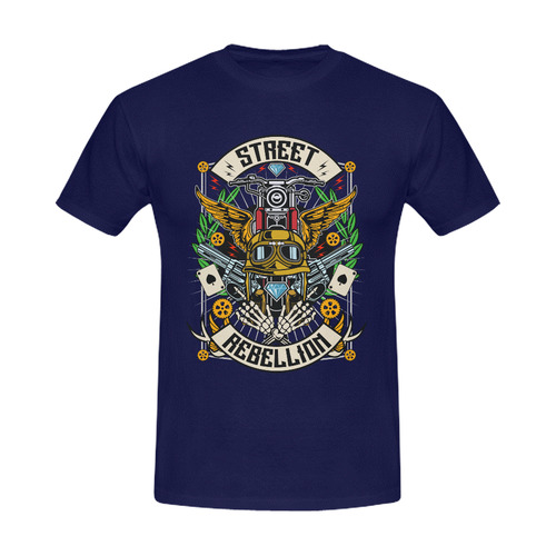 Street Rebellion Modern Dark Blue Men's Slim Fit T-shirt (Model T13)