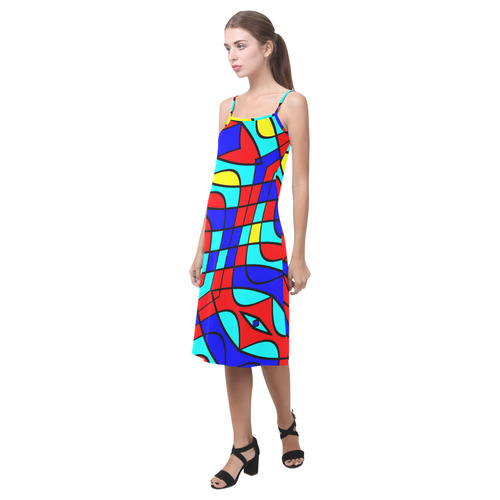 Colorful bent shapes Alcestis Slip Dress (Model D05)