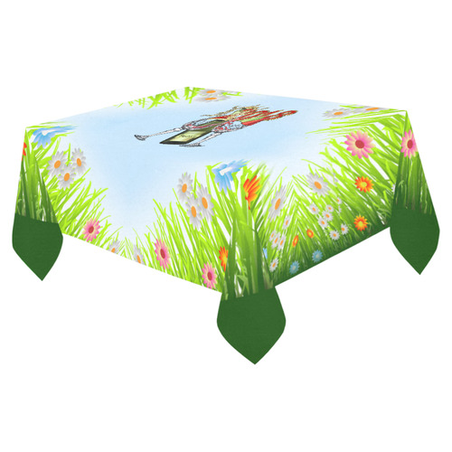 Teach Peace landscape Cotton Linen Tablecloth 52"x 70"