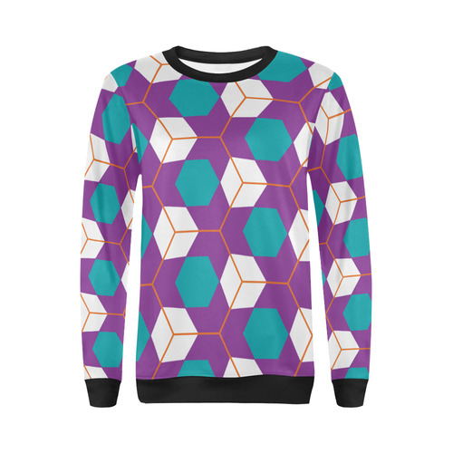 Cubes in honeycomb pattern All Over Print Crewneck Sweatshirt for Women (Model H18)