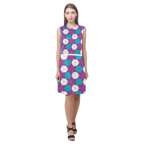 Cubes in honeycomb pattern Eos Women's Sleeveless Dress (Model D01)