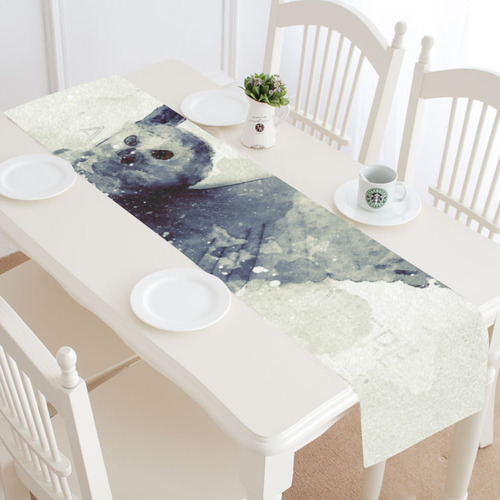 Wonderful owl, watercolor Table Runner 14x72 inch