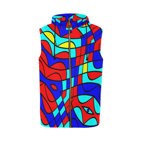 Colorful bent shapes All Over Print Sleeveless Zip Up Hoodie for Men (Model H16)