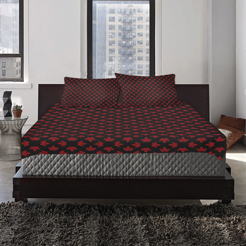 Cool Canada Bedding Set Retro Black 3-Piece Bedding Set