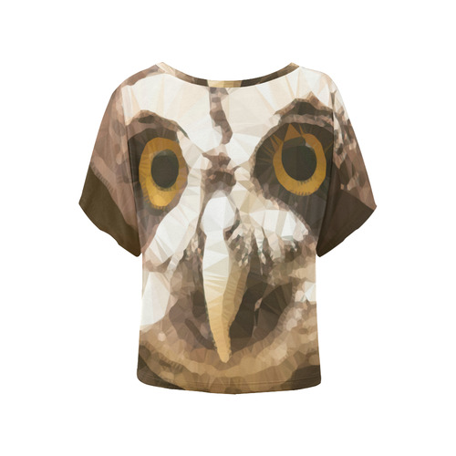 Owl Low Poly Geometric Triangles Women's Batwing-Sleeved Blouse T shirt (Model T44)