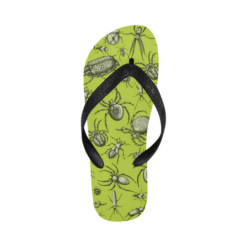 insects spiders creepy crawlers halloween green Flip Flops for Men/Women (Model 040)