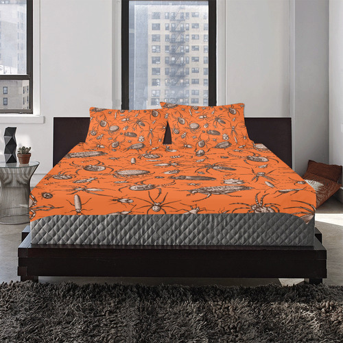 beetles spiders creepy crawlers insects halloween 3-Piece Bedding Set