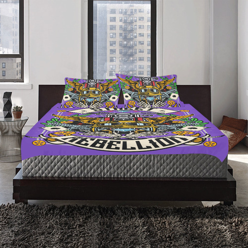 Street Rebellion Modern Purple 3-Piece Bedding Set