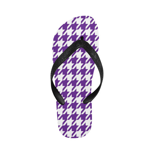 royal purple and white houndstooth classic pattern Flip Flops for Men/Women (Model 040)