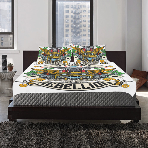 Street Rebellion Modern White 3-Piece Bedding Set