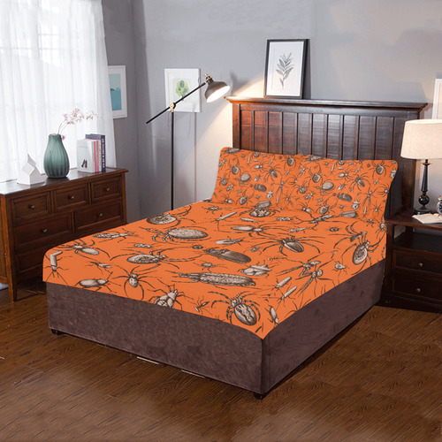 beetles spiders creepy crawlers insects halloween 3-Piece Bedding Set
