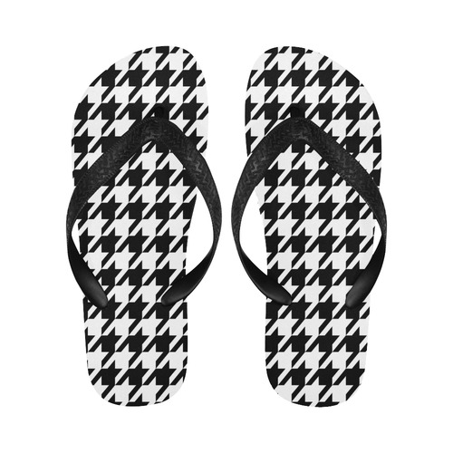 black and white houndstooth classic pattern Flip Flops for Men/Women (Model 040)