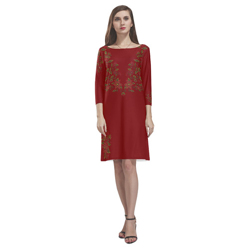 Metis Beading Dress Native Art Dresses Rhea Loose Round Neck Dress(Model D22)