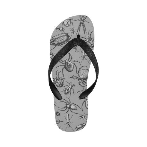 beetles spiders creepy crawlers insects grey Flip Flops for Men/Women (Model 040)