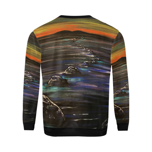 Night Walk All Over Print Crewneck Sweatshirt for Men/Large (Model H18)
