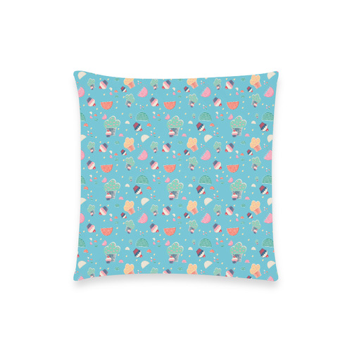 cupcake blue Custom  Pillow Case 18"x18" (one side) No Zipper